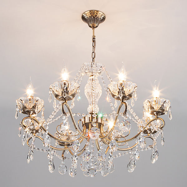 Подвесная люстра Teodore 10103/8 античная бронза/прозрачный хрусталь Strotskis