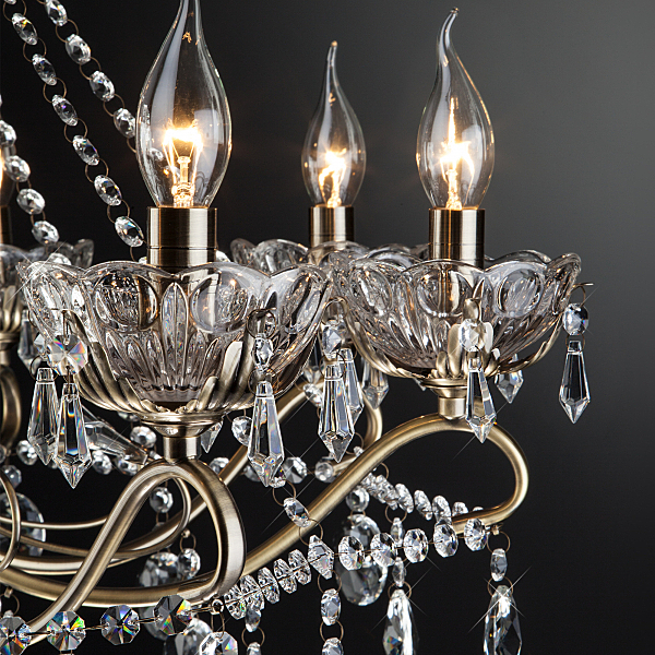 Подвесная люстра Teodore 10103/8 античная бронза/прозрачный хрусталь Strotskis