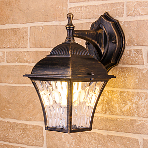 Уличный настенный светильник Apus Apus D черное золото (GL 1009D)