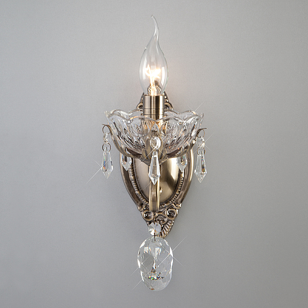 Настенное бра Teodore 10103/1 античная бронза/прозрачный хрусталь Strotskis