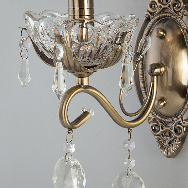 Настенное бра Teodore 10103/1 античная бронза/прозрачный хрусталь Strotskis