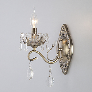 Настенное бра Teodore 10103/1 античная бронза/прозрачный хрусталь Strotskis