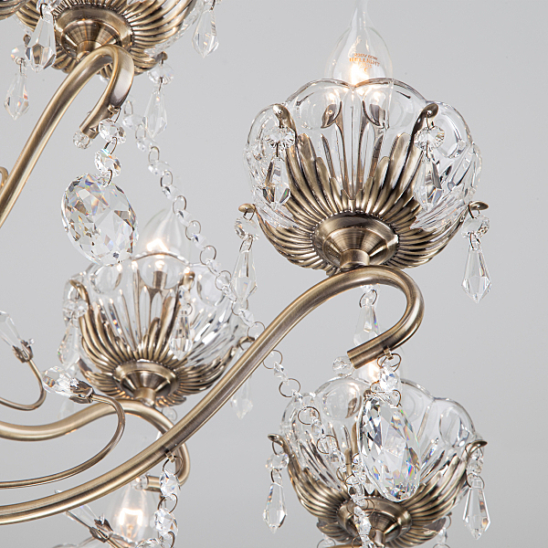 Подвесная люстра Teodore 10103/12 античная бронза/прозрачный хрусталь Strotskis