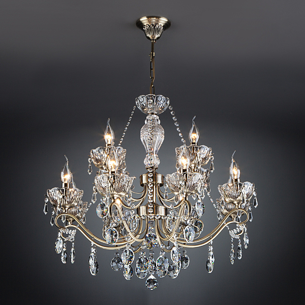 Подвесная люстра Teodore 10103/12 античная бронза/прозрачный хрусталь Strotskis