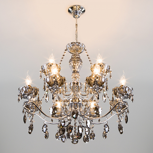 Подвесная люстра Teodore 10103/12 хром/дымчатый хрусталь Strotskis