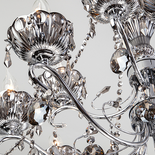 Подвесная люстра Teodore 10103/12 хром/дымчатый хрусталь Strotskis