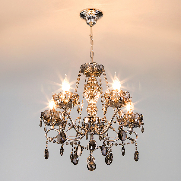 Подвесная люстра Teodore 10103/5 хром/дымчатый хрусталь Strotskis