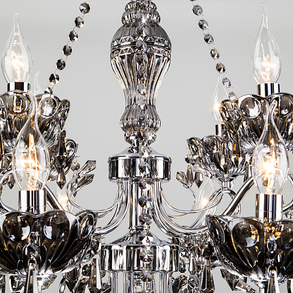 Подвесная люстра Teodore 10103/8 хром/дымчатый хрусталь Strotskis