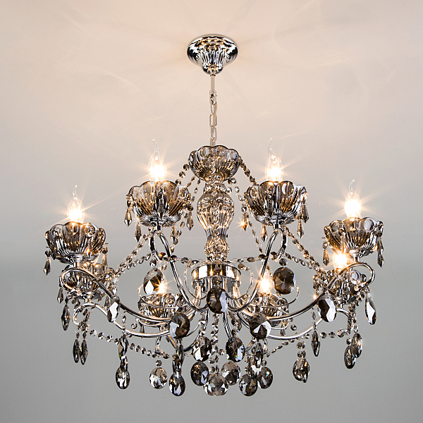 Подвесная люстра Teodore 10103/8 хром/дымчатый хрусталь Strotskis