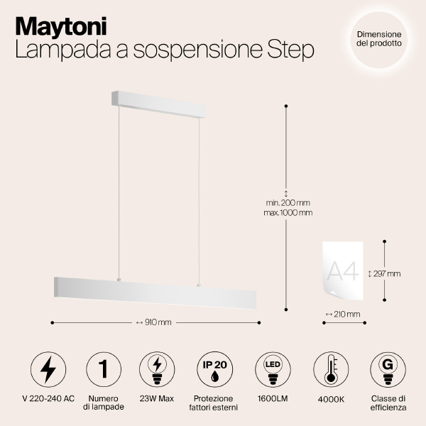 Светильник подвесной Step P010PL-L23W4K