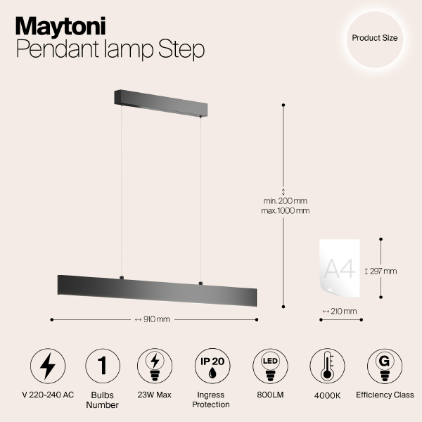 Светильник подвесной Step P010PL-L23W4K