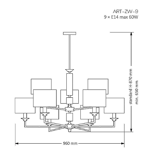 Люстра на штанге Artu ART-ZW-9(Z)