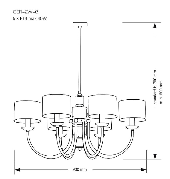 Люстра на штанге Cero CER-ZW-6(Z)