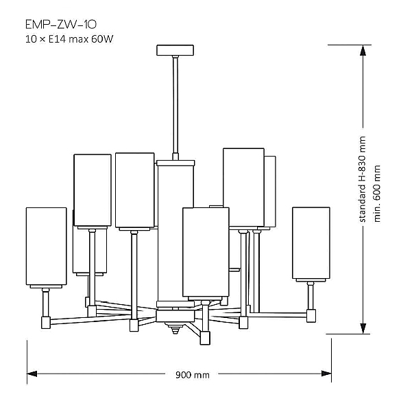 Люстра на штанге Empoli EMP-ZW-10(Z)