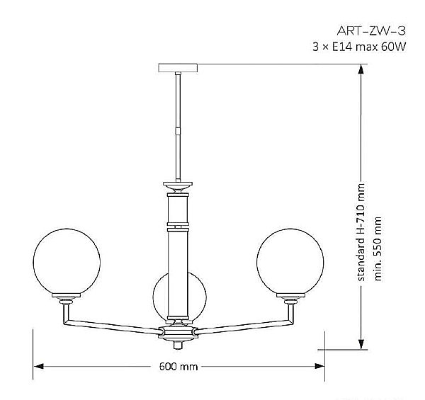 Люстра на штанге Artu Glass ART-ZW-3(N) G