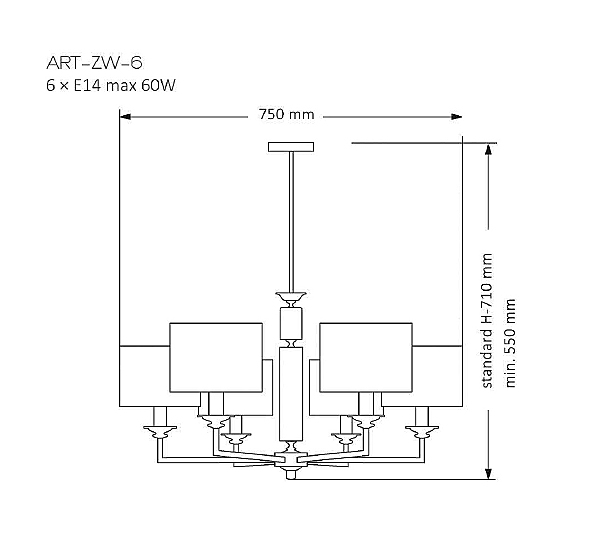 Люстра на штанге Artu ART-ZW-6(N)