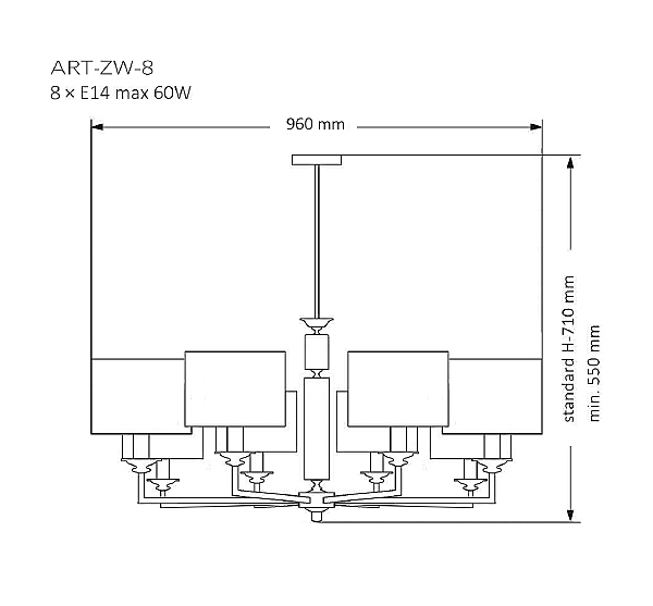 Люстра на штанге Artu ART-ZW-8(N)