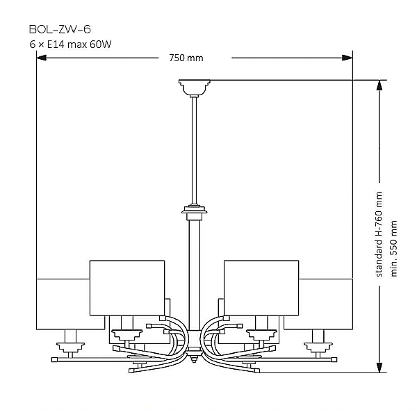 Люстра на штанге Bolt BOL-ZW-6(N)