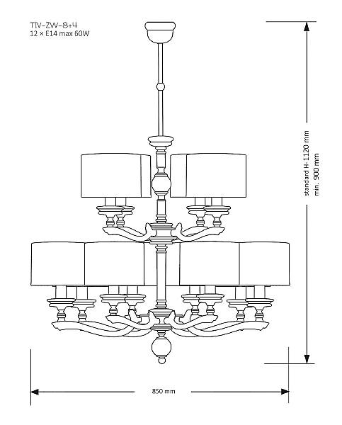 Потолочная люстра Tivoli TIV-ZW-8+4(N)