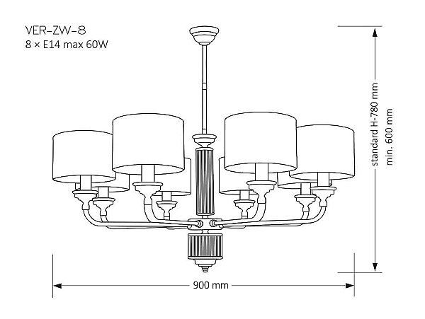 Люстра на штанге Verde VER-ZW-8(N)