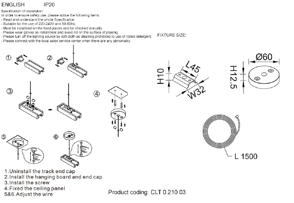 Комплектующие для трек-систем Crystal Lux CLT 0.210 03 WH