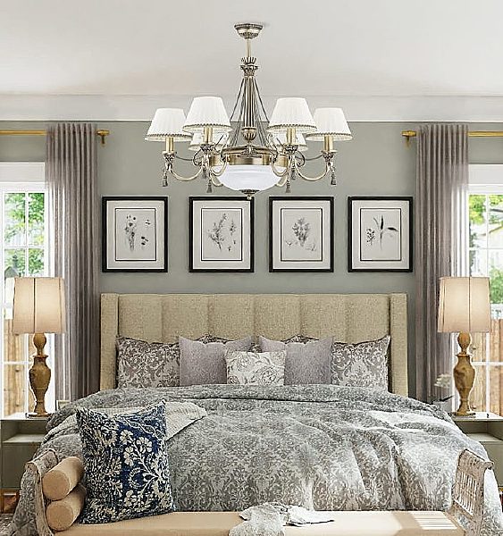 Потолочная люстра Roma (абажур) ROM-ZW-6+1(P/A)