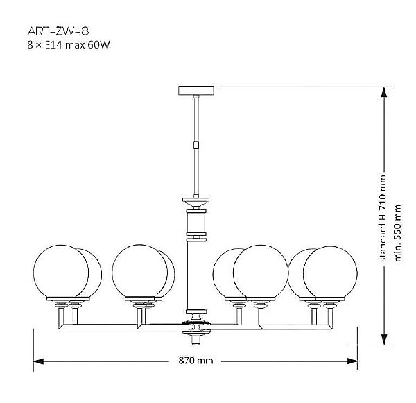 Люстра на штанге Artu Glass ART-ZW-8(Z) G