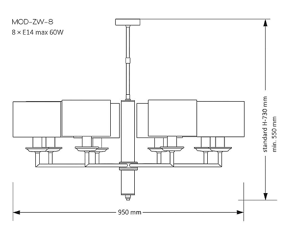Люстра на штанге Modesto MOD-ZW-8(CC)