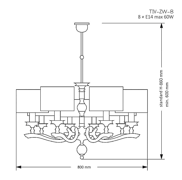 Потолочная люстра Tivoli TIV-ZW-8(P)