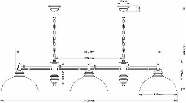 Светильник подвесной Lido LID-ZWL-3(P)GR