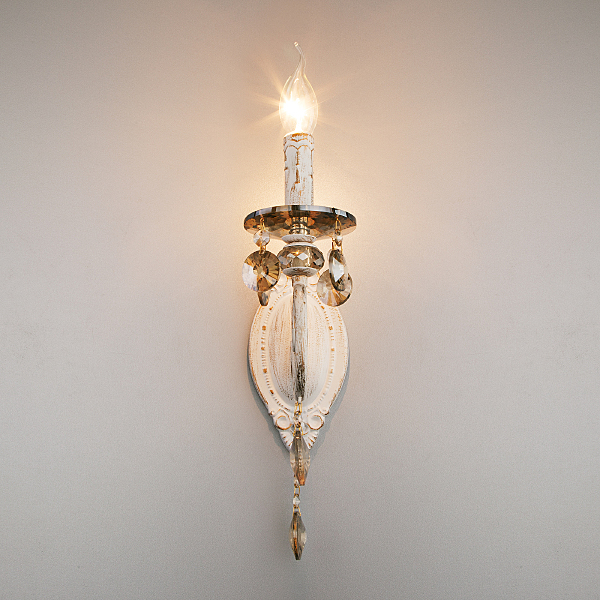 Настенное бра Ravenna 10104/1 белый с золотом/тонированный хрусталь Strotskis