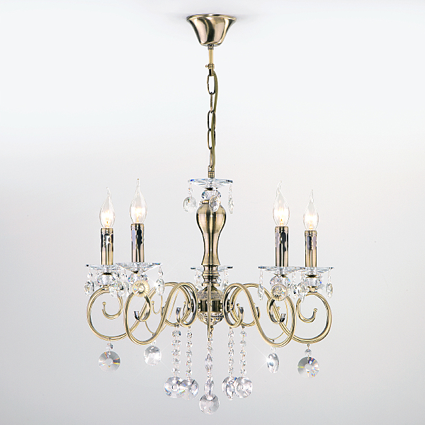 Подвесная люстра Ravenna 10104/5 античная бронза/прозрачный хрусталь Strotskis