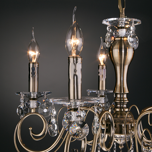 Подвесная люстра Ravenna 10104/5 античная бронза/прозрачный хрусталь Strotskis