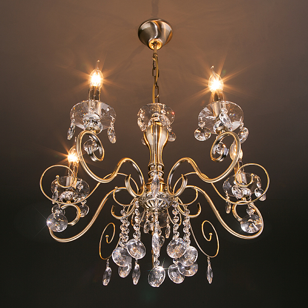 Подвесная люстра Ravenna 10104/5 античная бронза/прозрачный хрусталь Strotskis