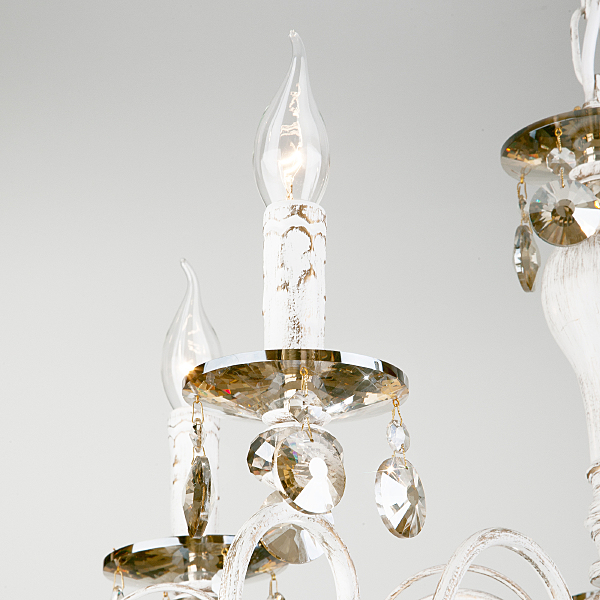 Подвесная люстра Ravenna 10104/5 белый с золотом/тонированный хрусталь Strotskis