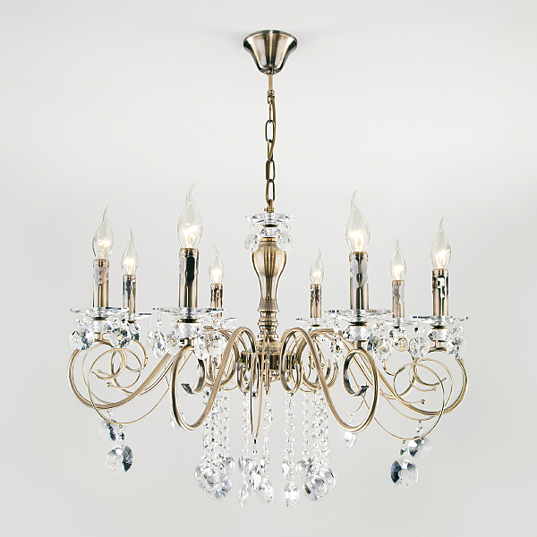 Подвесная люстра Ravenna 10104/8 античная бронза/прозрачный хрусталь Strotskis