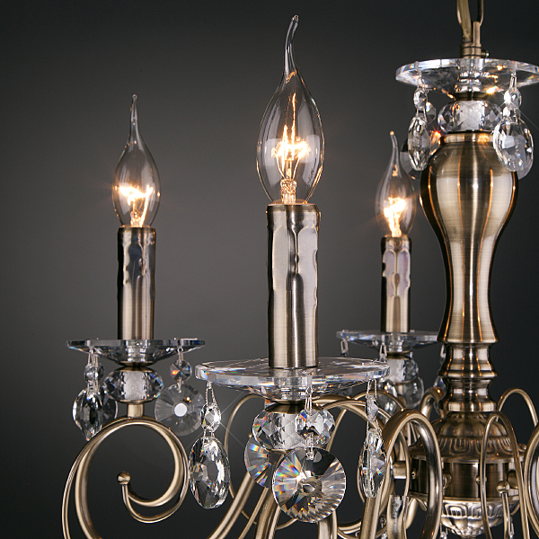 Подвесная люстра Ravenna 10104/8 античная бронза/прозрачный хрусталь Strotskis