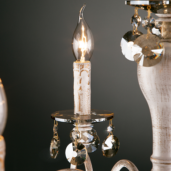 Подвесная люстра Ravenna 10104/8 белый с золотом/тонированный хрусталь Strotskis