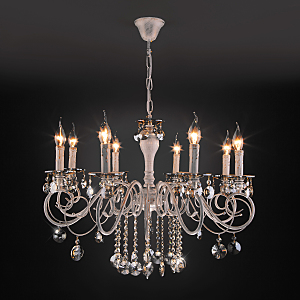 Подвесная люстра Ravenna 10104/8 белый с золотом/тонированный хрусталь Strotskis