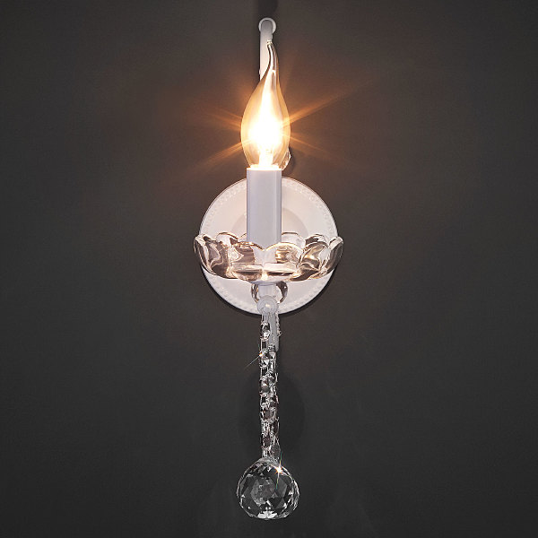 Настенное бра Brezza 10107/1 глянцевый белый/прозрачный хрусталь Strotskis