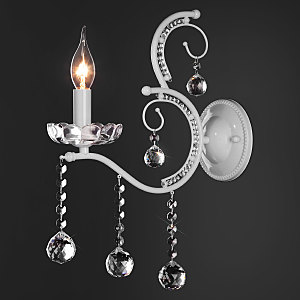 Настенное бра Brezza 10107/1 глянцевый белый/прозрачный хрусталь Strotskis