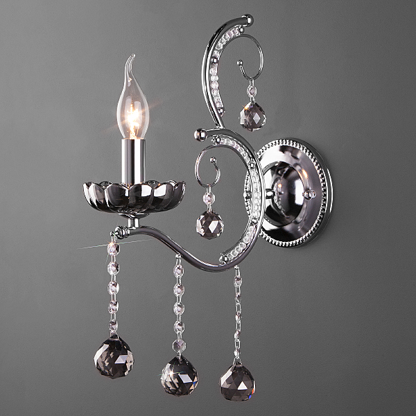 Настенное бра Brezza 10107/1 хром/дымчатый хрусталь Strotskis