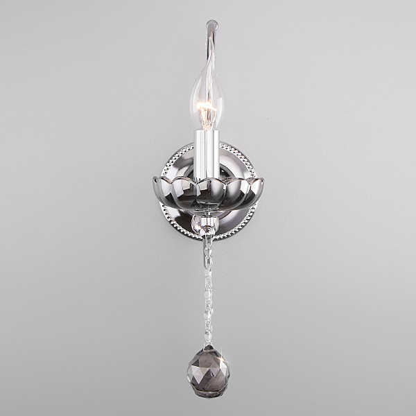 Настенное бра Brezza 10107/1 хром/дымчатый хрусталь Strotskis