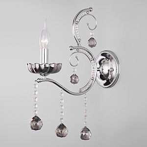 Настенное бра Brezza 10107/1 хром/дымчатый хрусталь Strotskis