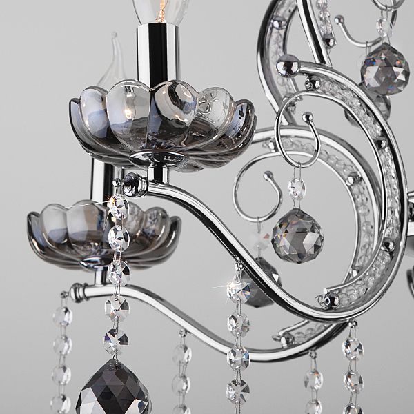 Подвесная люстра Brezza 10107/5 хром/дымчатый хрусталь Strotskis