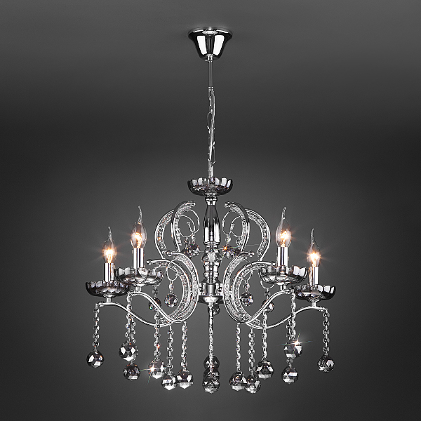 Подвесная люстра Brezza 10107/5 хром/дымчатый хрусталь Strotskis