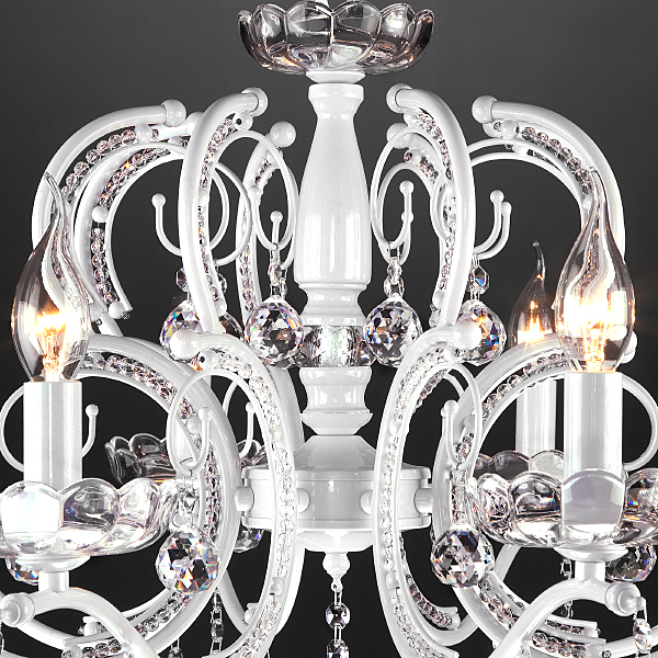 Подвесная люстра Brezza 10107/8 глянцевый белый/прозрачный хрусталь Strotskis