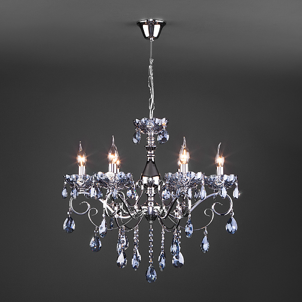 Подвесная люстра Escada 10109/6 хром/лазурный хрусталь Strotskis