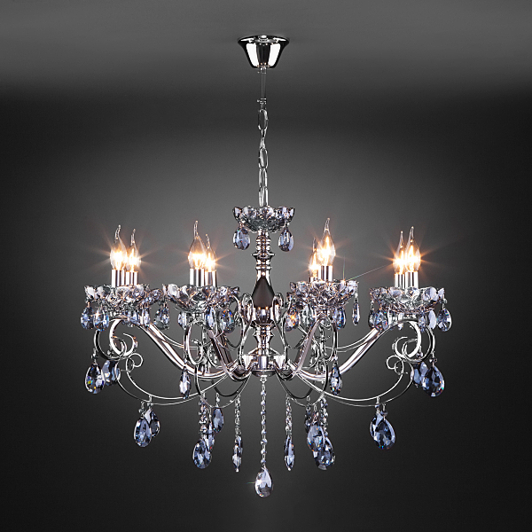 Подвесная люстра Escada 10109/8 хром/лазурный хрусталь Strotskis