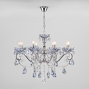 Подвесная люстра Escada 10109/8 хром/лазурный хрусталь Strotskis
